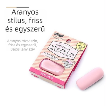 KOKUYO Guoyu Karu-Cut mini kézi ragasztószalagvágó, rozsdamentes acél test, modell T-SM401LB, méretek 40×20×20 mm, szalag szélesség legfeljebb 25 mm