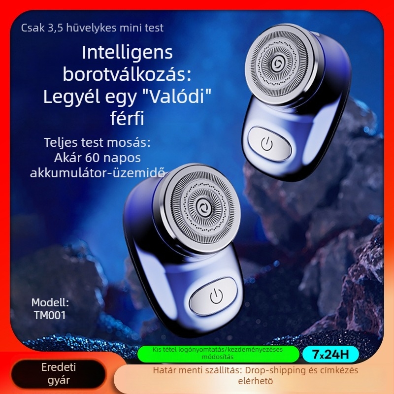 Testre tervezett elektromos borotva teljes testmosási funkcióval, lebegő forgó fej (>4 pengével), beépített akkumulátor, 90 perc működési idő
