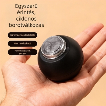 Férfiak számára készült elektromos borotva forgó 3 pengés fejjel, USB töltés, leválasztható és mosható fej, beépített akkumulátor 300–500 mAh, futási idő legalább 60 perc