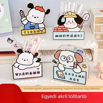 Akril tolltartó – testreszabható asztali tároló, átlátszó, porálló, nagy kapacitású