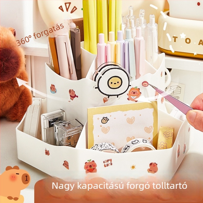 Kaba bear KBX-3141 360°-os forgó, nagy kapacitású tolltartó, multifunkcionális asztali tároló