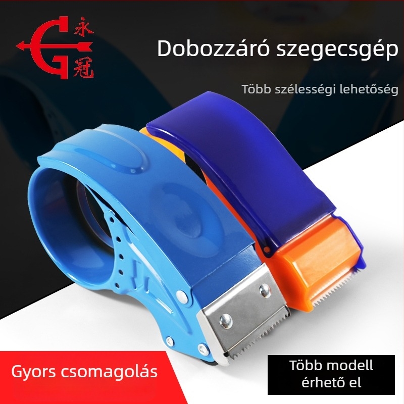 Műanyag csomagoló szalag záróeszköz átlátszó szalaggal, a szalag szélessége 60 mm-ig, tengelyátmérő 76 mm, nettó tömeg 100 g, testreszabás elérhető.