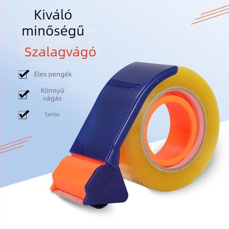Átlátszó ragasztószalag vágóval ellátott doboz-záró eszköz — műanyag ragasztószalag zárógép
