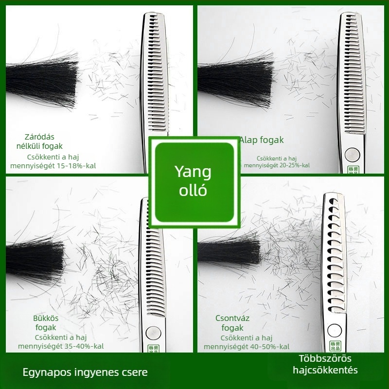Yang hajolló – professzionális tömörítő olló lapos fogakkal, éles pengékkel