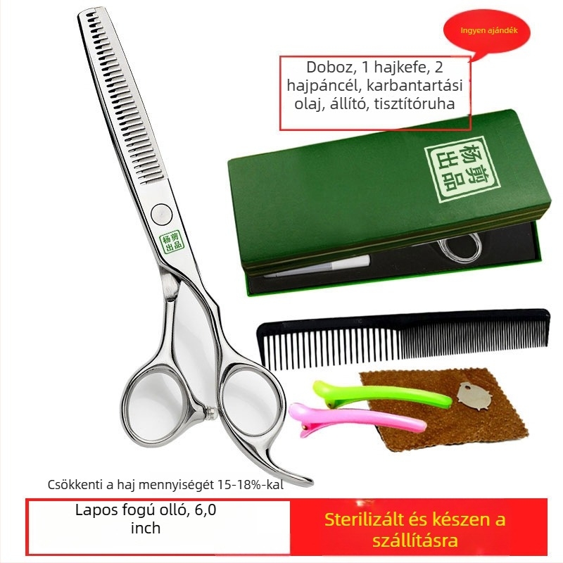 Yang hajolló – professzionális tömörítő olló lapos fogakkal, éles pengékkel