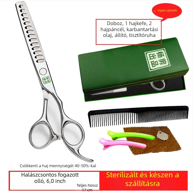 Yang hajolló – professzionális tömörítő olló lapos fogakkal, éles pengékkel