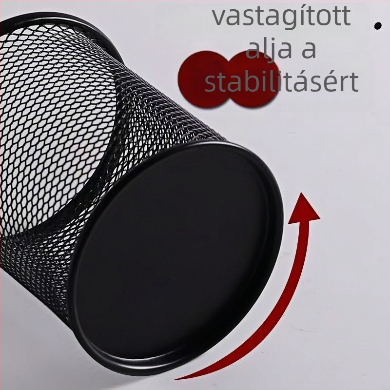 Kör alakú fém tolltartó drótos hálóval – vastagított kialakítás, asztali tároló