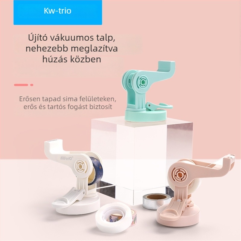 KW-TRIO Univerzális szalag-tartó 360°-os forgással, átlátszó vákuumcsésze, műanyag, modell 3333