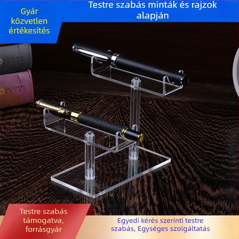 Visca Átlátszó akril tolltartó kiállító állvány, modell BJ1028, többfunkciós, tolltípusok: fountain, gel és golyóstoll, testreszabható