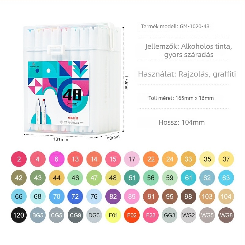 GM1020 Tanulói marker készlet – kétoldalú olaj alapú marker, műanyag ház, testreszabás elérhető