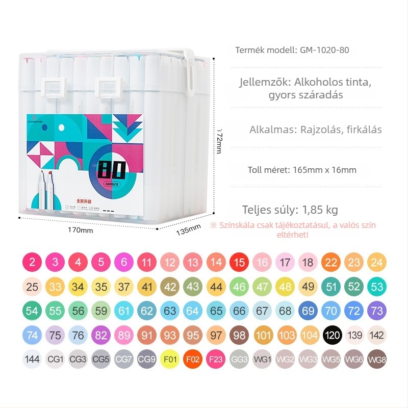 GM1020 Tanulói marker készlet – kétoldalú olaj alapú marker, műanyag ház, testreszabás elérhető