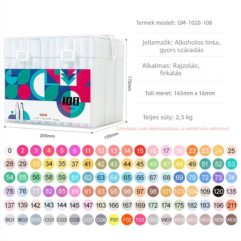 GM1020 Tanulói marker készlet – kétoldalú olaj alapú marker, műanyag ház, testreszabás elérhető