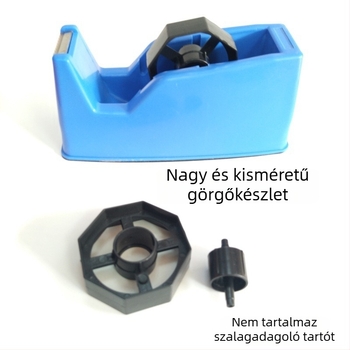 Nagy szalagtartó mag vágómaggal és rollerrel irodai szalaghoz, szélesség legfeljebb 48 mm