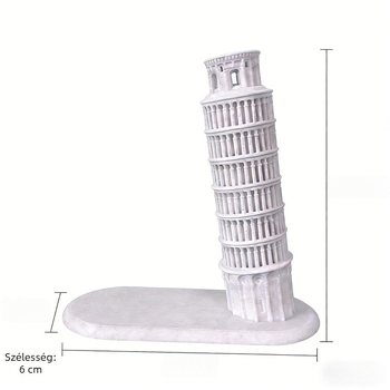 3D nyomtatású tolltartó a Pisa ferde tornya motívummal, gyanta díszfigura, két méret