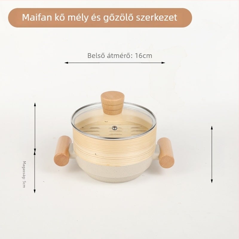 Sword kétszintes alumínium gőzölő edény üvegfedéllel, modell 804, 7 cm mélység, tapadásmentes felület