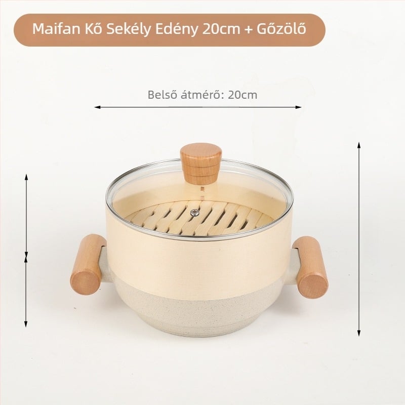 Sword kétszintes alumínium gőzölő edény üvegfedéllel, modell 804, 7 cm mélység, tapadásmentes felület