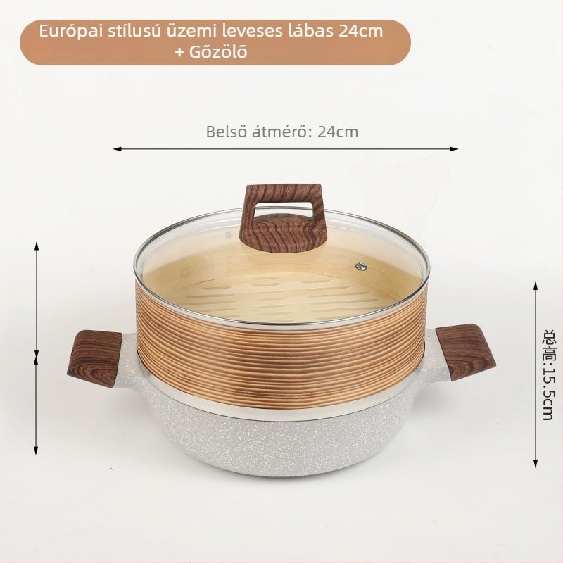 Sword kétszintes alumínium gőzölő edény üvegfedéllel, modell 804, 7 cm mélység, tapadásmentes felület