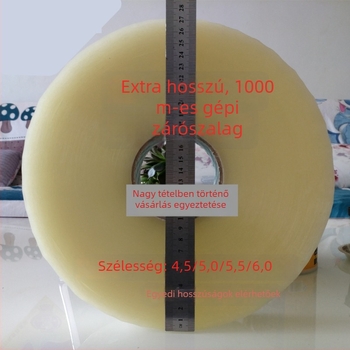 Gépzáró csomagoló szalag, 52 μm vastagság, BOPP alapú, hot-melt ragasztó, sorozat: Gépekhez való szalag, hőmérséklet-tűrés 10–35°C