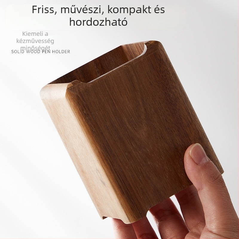 Fa négyszögletes tolltartó retro stílusban, testreszabható logó nyomtatással