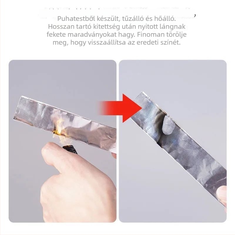 Magas hőmérsékletű alumíniumfólia szalag konyhai tömítéshez — 0,07 mm, rövid távú 300°C, hosszú távú 80°C, vízmelegítőhöz és kivezetőcsövekhez