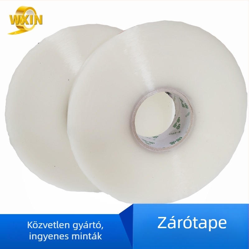 Gép csomagoló szalag - átlátszó, 50 μm vastagság, BOPP film, nyomásérzékeny ragasztó, magas viszkozitású, automata csomagológépekhez