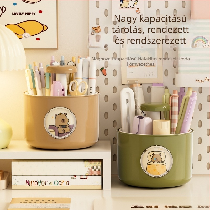 Jw2110 Forgó tolltartó négy rekesszel - kör alak, ABS külső burkolat; PP belső henger; PS átlátszó lemez