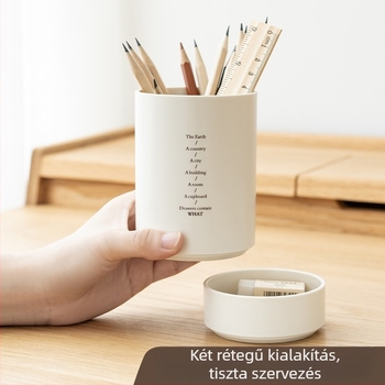 Weixin culture SD-2361 Kör alakú műanyag toll- és ecsettartó íróasztalra, logónyomással