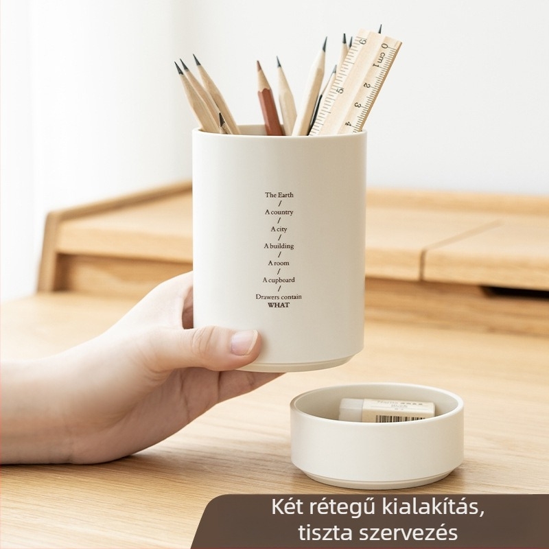 Weixin culture SD-2361 Kör alakú műanyag toll- és ecsettartó íróasztalra, logónyomással