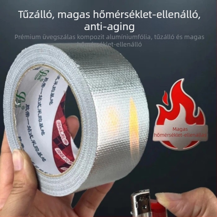 Üvegszálas alumíniumfóliás szalag klímaberendezés kültéri egységének csővédelmére, UV-álló, vízálló, hőszigetelés, vastított, öregedésgátló