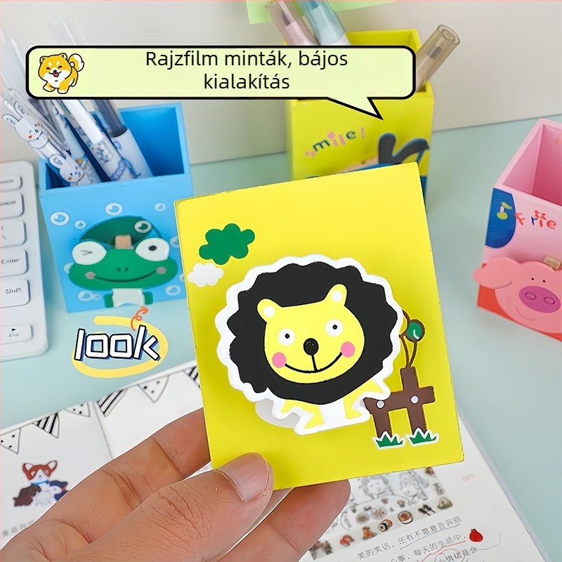 Fa tolltartó állatfigurás dizájnnal, négyzetes alakú asztali rendező gyerekeknek – ideális üzleti ajándék