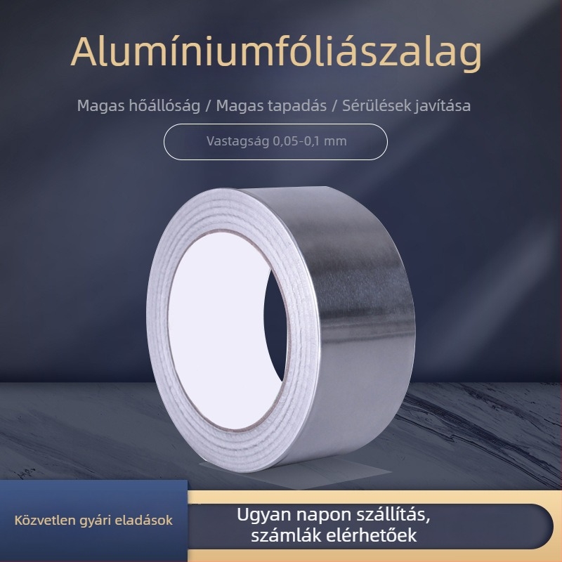 Öntapadós alumíniumfólia szalag, EMI árnyékolás és vezetőképesség, hőmérséklet-tartomány -50 és 150 °C