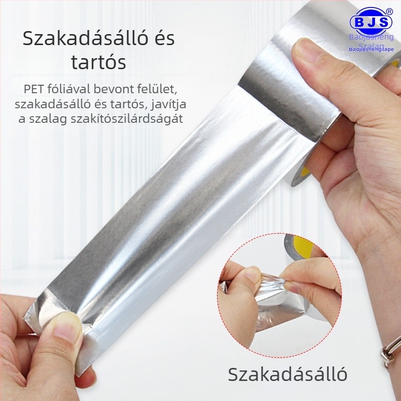Be nem szalagolt alumíniumfólia szalag laminált felülettel, folyamatos tépés, víz- és olajálló csőszigeteléshez és tömítéshez