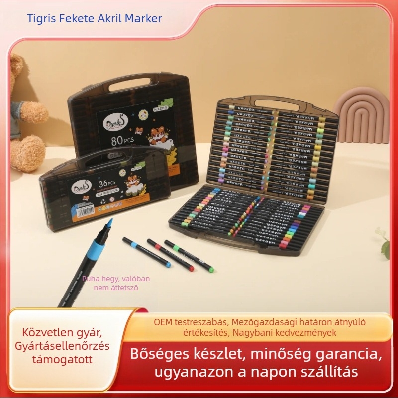 Dingdinghu Lágy fejű akril filctollak készlet – stackable graffiti tollak művészethez és DIY-hez gyerekeknek, alapcsomagolás, 80 utántöltő tinta