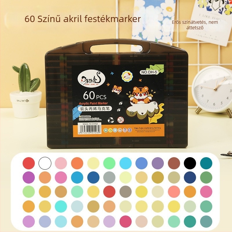 Dingdinghu Lágy fejű akril filctollak készlet – stackable graffiti tollak művészethez és DIY-hez gyerekeknek, alapcsomagolás, 80 utántöltő tinta