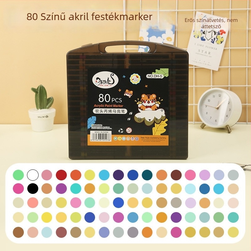 Dingdinghu Lágy fejű akril filctollak készlet – stackable graffiti tollak művészethez és DIY-hez gyerekeknek, alapcsomagolás, 80 utántöltő tinta