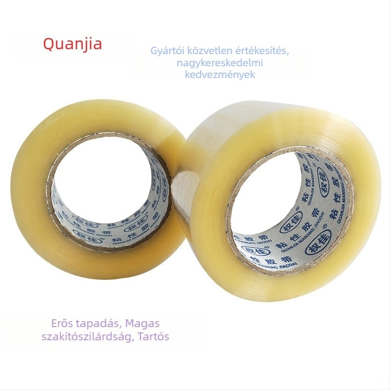 Csomagoló ragasztószalag, OPP fólia, vízbázisú akril ragasztóval, 0,05 mm vastagság, 0–60°C hőmérséklet-tartomány, testreszabható feldolgozás