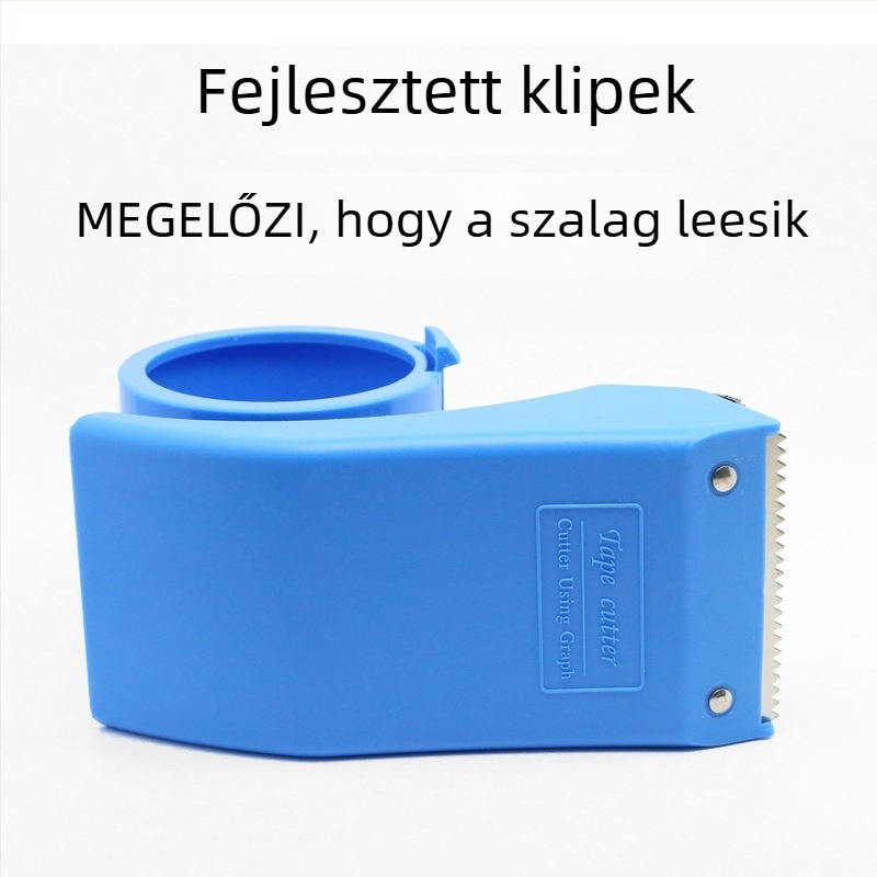 Csomagoló szalag adagoló, műanyag testű, kompatibilis 48–60 mm széles szalaggal, súly 120 g, nyomtatott logó