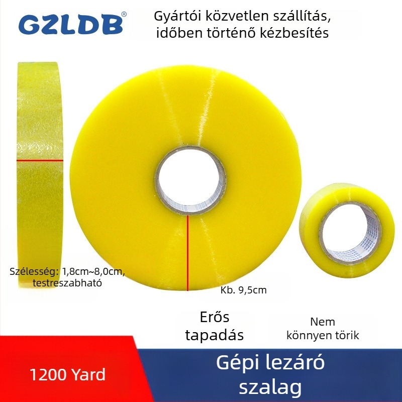 Gépzáró ragasztószalag, 52 µm vastagságú, OPP-film hátoldallal, gépi záráshoz