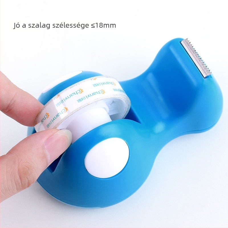 Kis szalagtartó és vágó – átlátszó műanyag adagoló, modell CY2723, DIY címkézéshez, szalag szélesség max. 18 mm, nettó tömeg 3 g