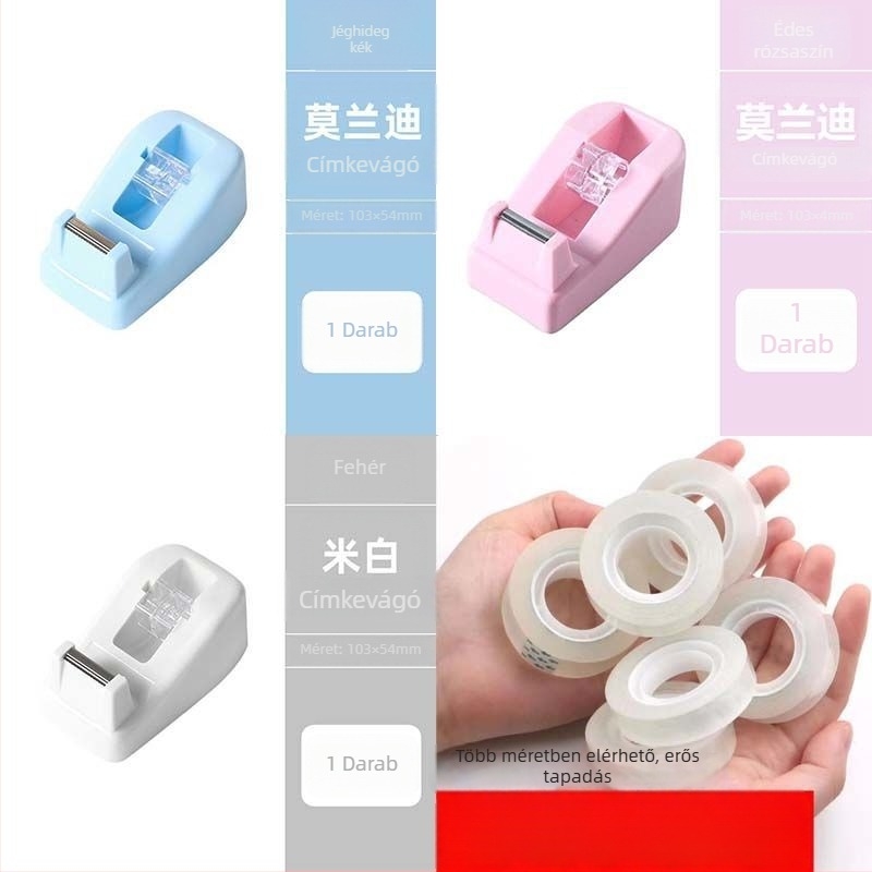 Átlátszó ragasztószalag vágó állvánnyal csomagoláshoz