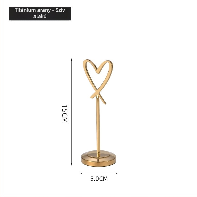 Szív alakú, rozsdamentes acél üléskártya tartó kínai stílusban, import nélkül