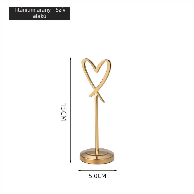 Szív alakú, rozsdamentes acél üléskártya tartó kínai stílusban, import nélkül