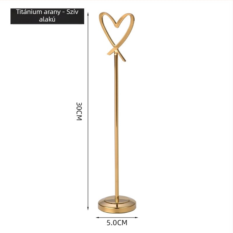 Szív alakú, rozsdamentes acél üléskártya tartó kínai stílusban, import nélkül