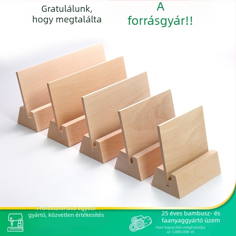 Bükkfa alapú állvány menü- és asztali naptárhoz – többfunkciós kártya- és naptárkijelző, testreszabható méret, modern minimalista stílus