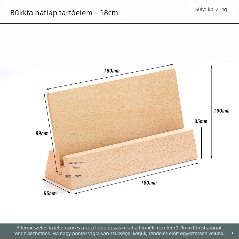 Bükkfa alapú állvány menü- és asztali naptárhoz – többfunkciós kártya- és naptárkijelző, testreszabható méret, modern minimalista stílus