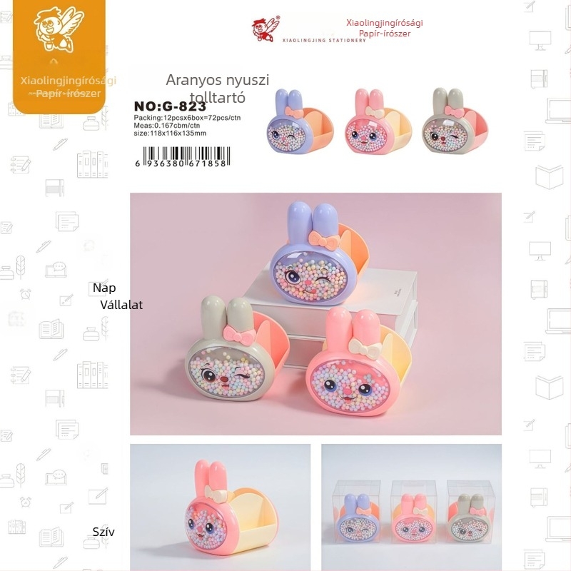 Little Spirit G823 nyuszi fej tolltartó, műanyag, IP licencelt, logónyomtatás
