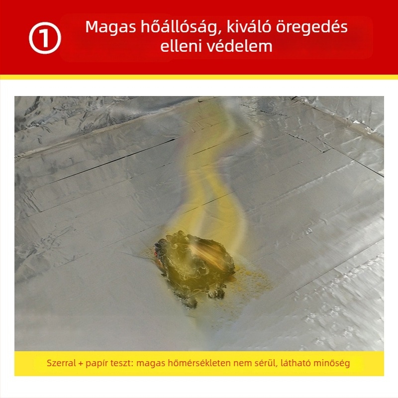 Nagy hőmérsékletű vízcső javításához készült alumíniumfólia szalag, vízbázisú ragasztóval, 10/20 m hosszú, 3/5 cm széles, papírtokkal