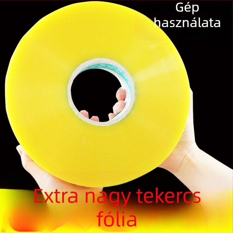 Gépzáró ragasztószalag, OPP film, 52 μm filmvastagság, termosz ragasztó, nagy viszkozitás, csomagoló gépek lezárására