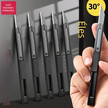 9 mm-es mini vágókés, vastagított fém kivitel, csomagok felbontására és művészeti tanulmányokra