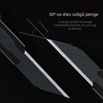 9 mm-es mini vágókés, vastagított fém kivitel, csomagok felbontására és művészeti tanulmányokra